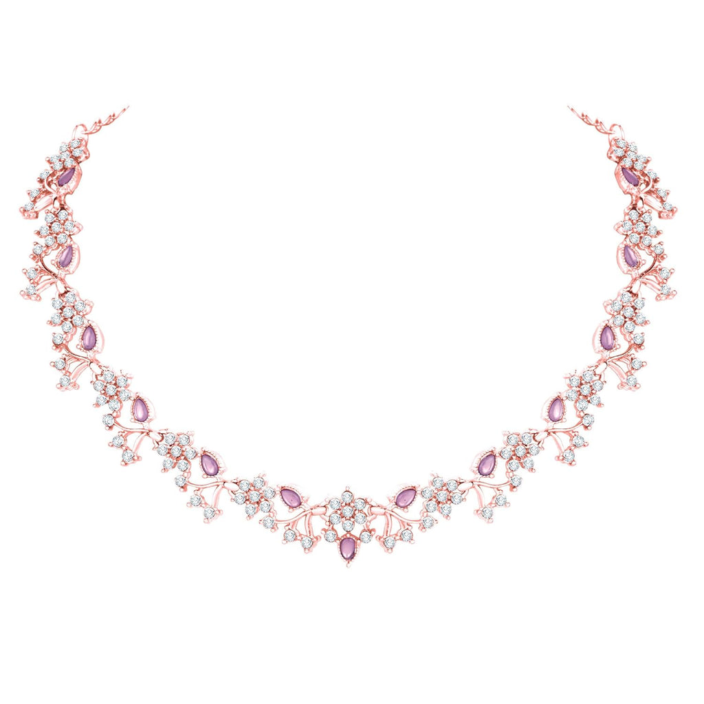 Alorajewels -  American Diamond AD with Colorful Crystal Necklace Jewellery Set for Women/Girls | Perfect for Weddings, Parties & Festive Occasions
