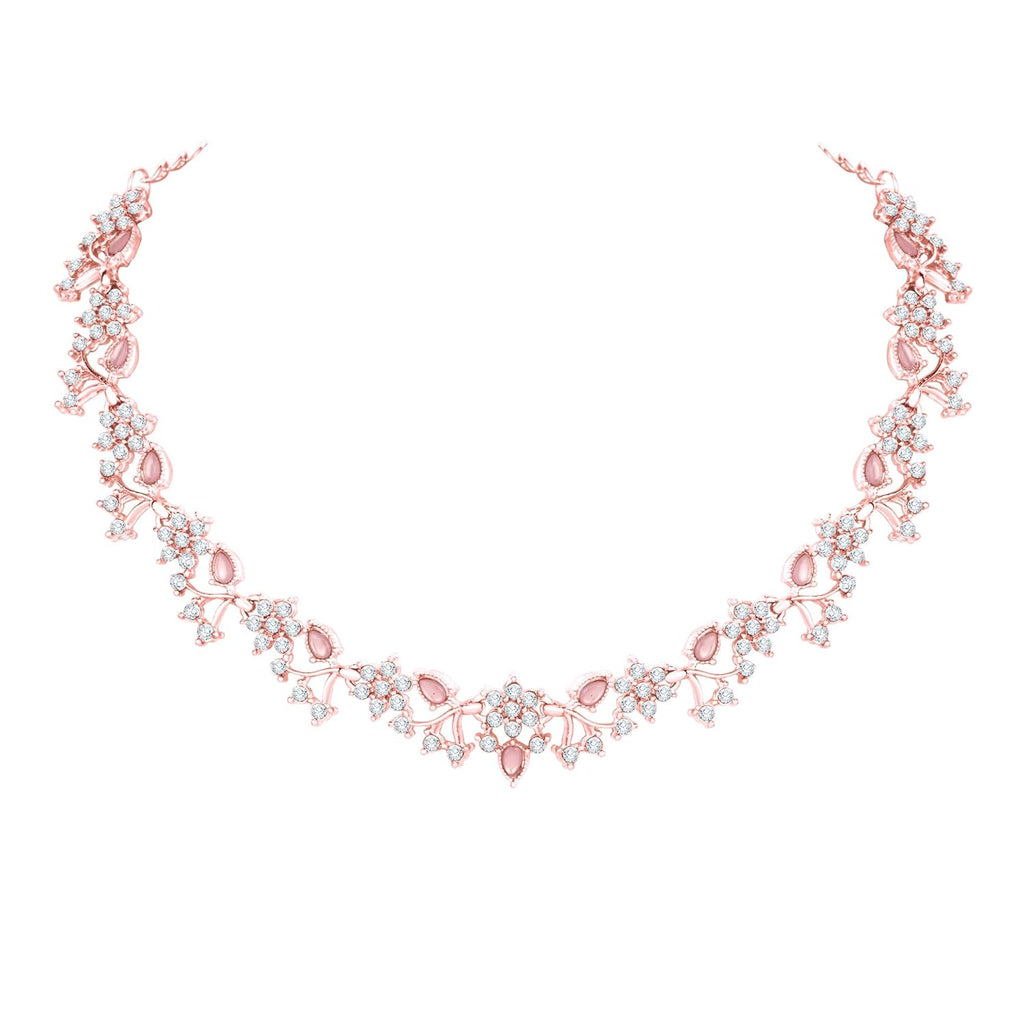 Alorajewels -  American Diamond AD with Colorful Crystal Necklace Jewellery Set for Women/Girls | Perfect for Weddings, Parties & Festive Occasions