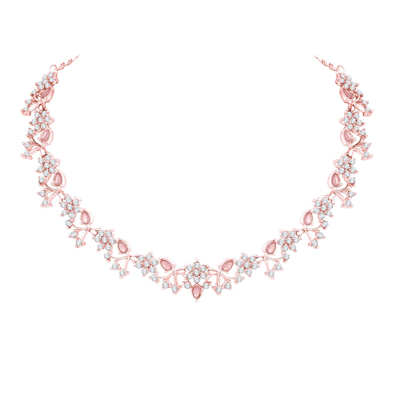 Alorajewels -  American Diamond AD with Colorful Crystal Necklace Jewellery Set for Women/Girls | Perfect for Weddings, Parties & Festive Occasions