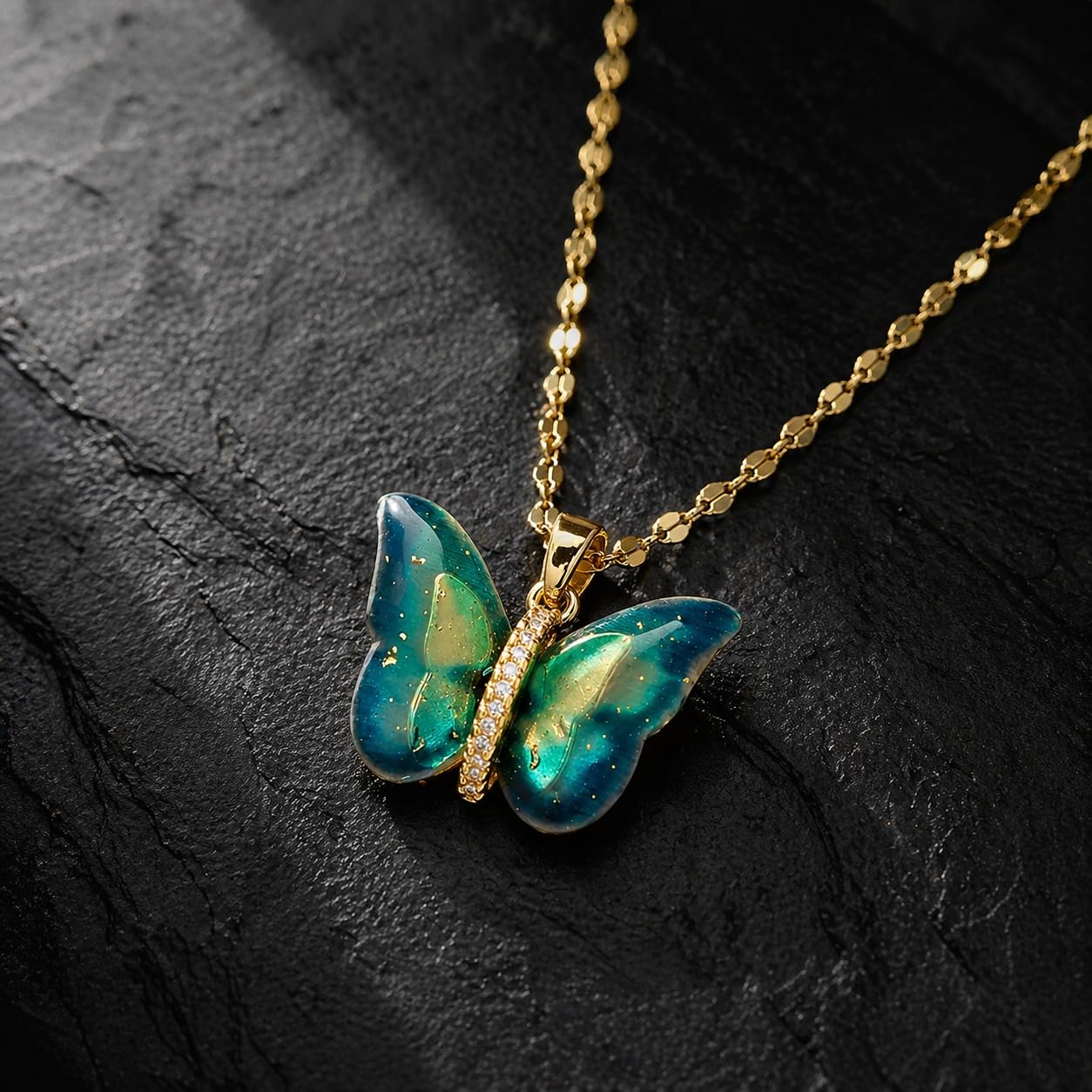Alorajewels - Butterfly Pendant Necklace for Women & Girls Stylish Golden Necklace | Neck Chain | Locket | Modern Design | Birthday & Special Occassion Gift Aesthetic Jewellery Accessories anti tarnish