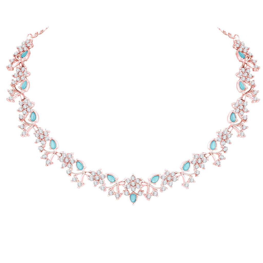 Alorajewels -  American Diamond AD with Colorful Crystal Necklace Jewellery Set for Women/Girls | Perfect for Weddings, Parties & Festive Occasions