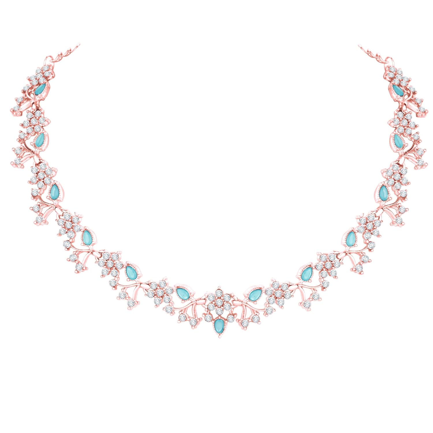 Alorajewels -  American Diamond AD with Colorful Crystal Necklace Jewellery Set for Women/Girls | Perfect for Weddings, Parties & Festive Occasions