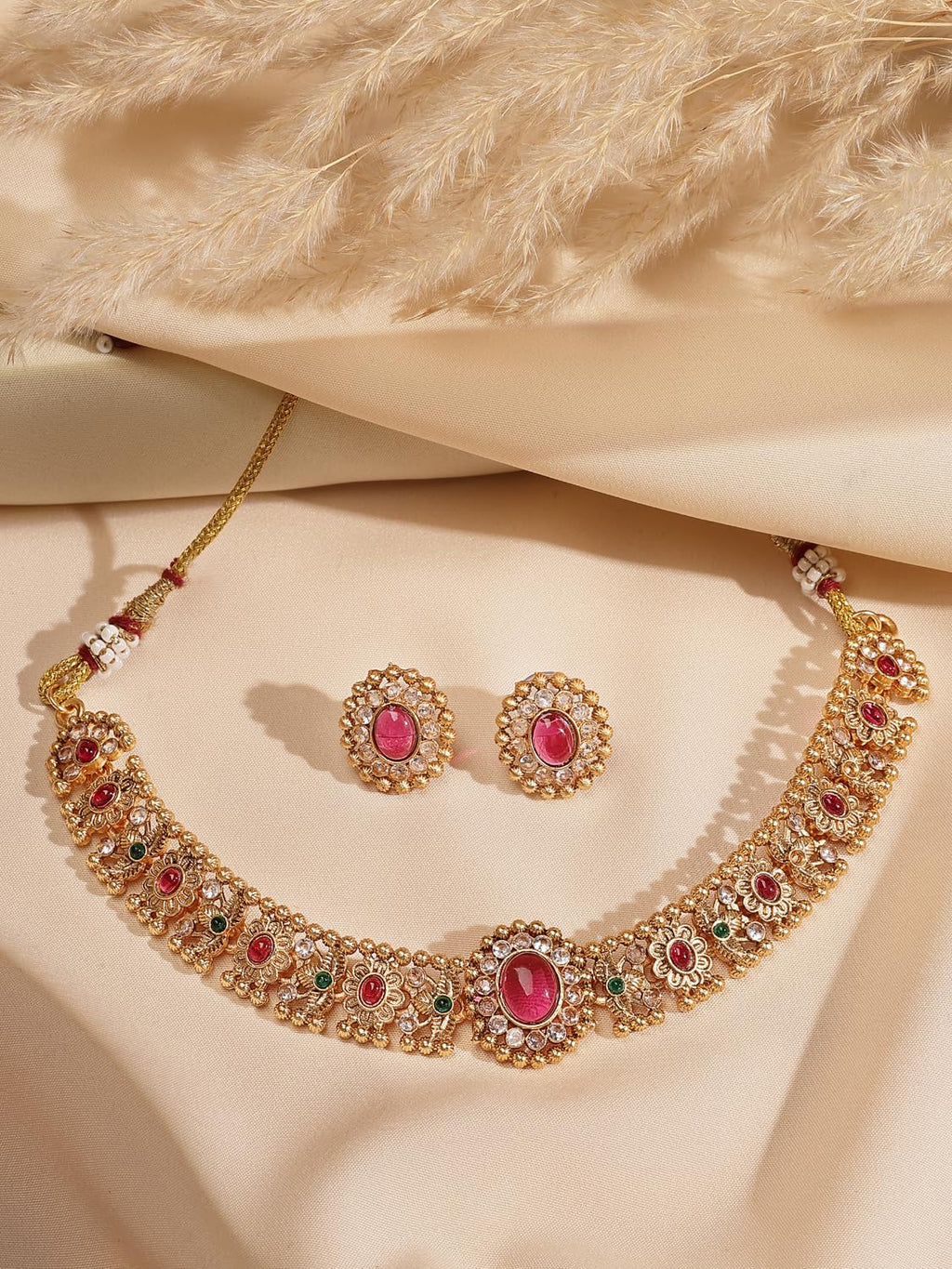 Shining Diva Fashion Latest Stylish Design Fancy Traditional Necklace Jewellery Set for Women (16637s) ALORAJEWELS