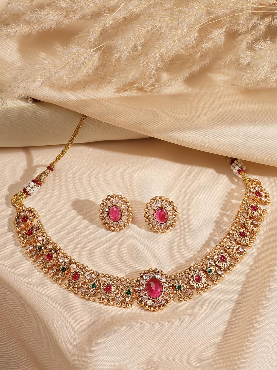 Shining Diva Fashion Latest Stylish Design Fancy Traditional Necklace Jewellery Set for Women (16637s) ALORAJEWELS