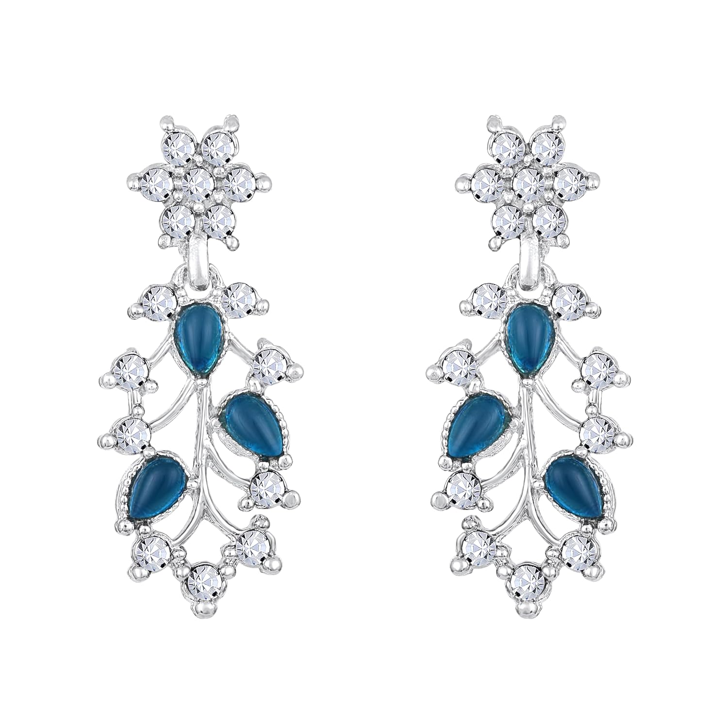 Alorajewels -  American Diamond AD with Colorful Crystal Necklace Jewellery Set for Women/Girls | Perfect for Weddings, Parties & Festive Occasions