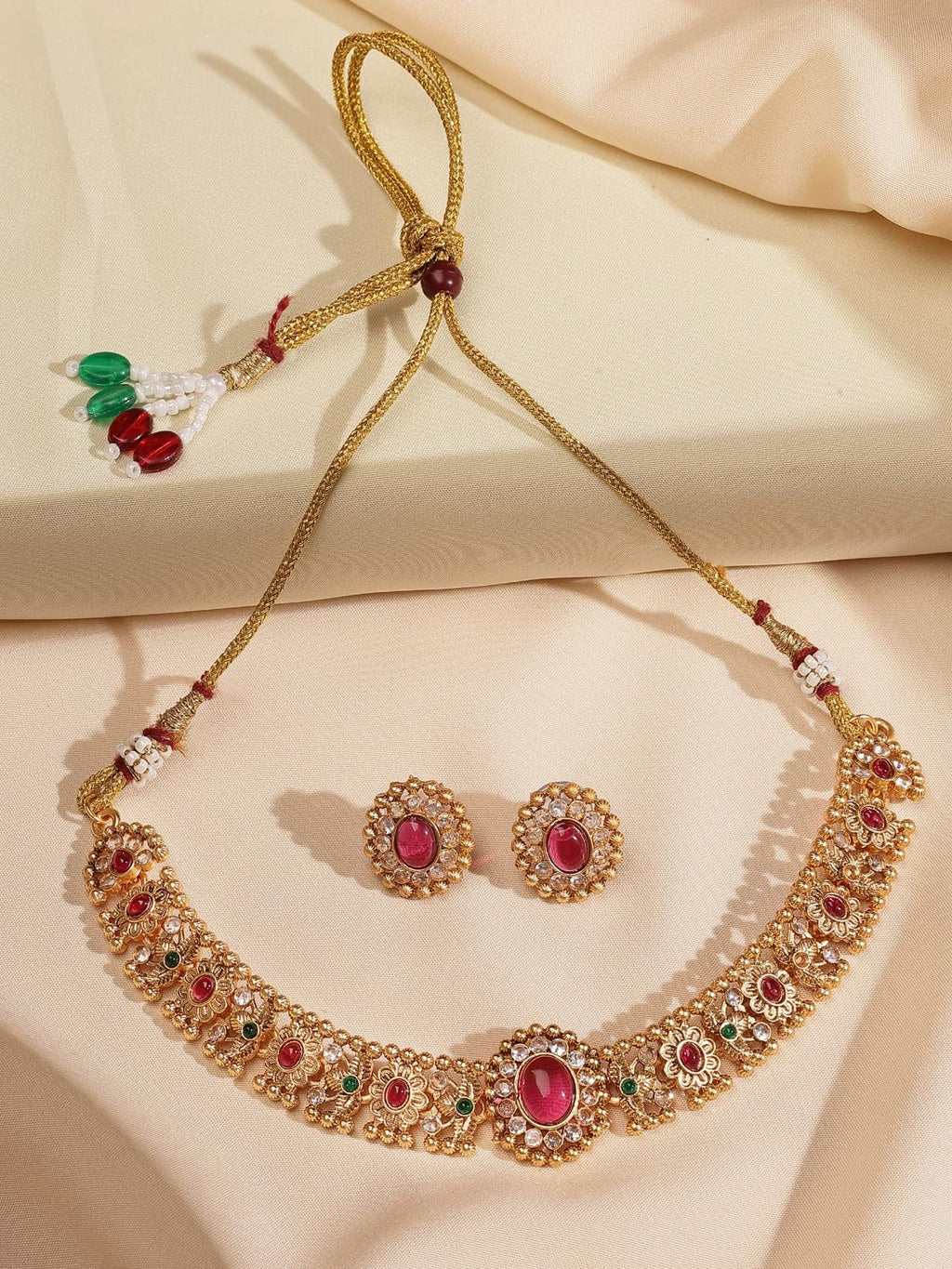 Shining Diva Fashion Latest Stylish Design Fancy Traditional Necklace Jewellery Set for Women (16637s) ALORAJEWELS