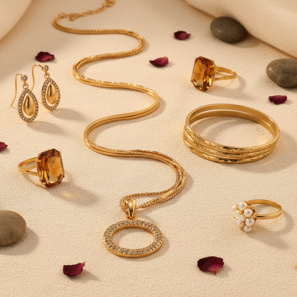 Artificial Jewellery Flat Lay