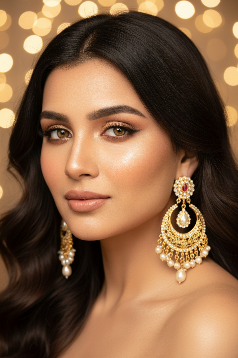 Close-up Indian Woman with Gold Earrings