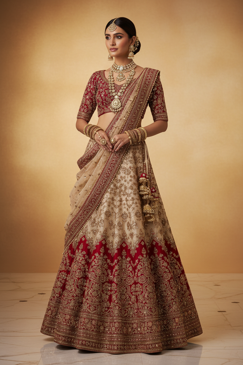 Indian Woman Model with Gold Jewelry